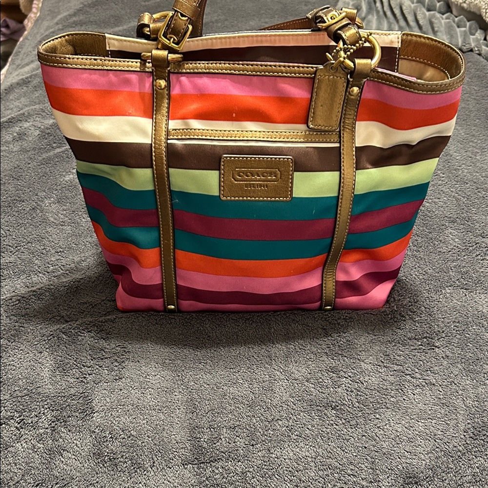 Coach Colorful Striped Tote Bag